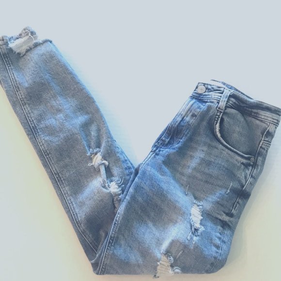ZARA Skinny Distressed Trafaluc Denim Jean Size 02 - Picture 8 of 9